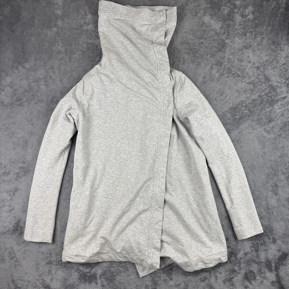 Lululemon Wrap Cardigan Womens 4 Gray Asymmetrical Snap Funnel Neck Pockets